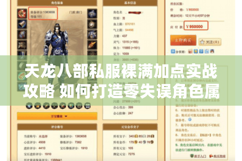 天龙八部私服裸满加点实战攻略 如何打造零失误角色属性? 天龙八部私服裸满加点实战攻略 如何打造零失误角色属性?