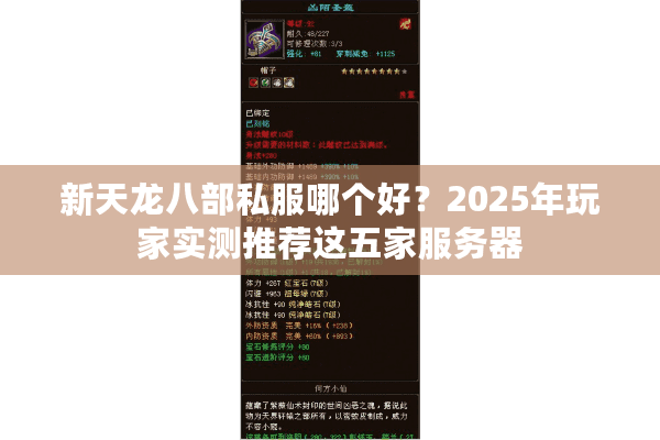 新天龙八部私服哪个好?2025年玩家实测推荐这五家服务器 新天龙八部私服哪个好?2025年玩家实测推荐这五家服务器