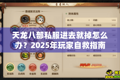 天龙八部私服进去就掉怎么办？2025年玩家自救指南