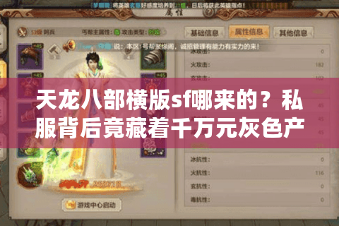 天龙八部横版sf哪来的?私服背后竟藏着千万元灰色产业链 天龙八部横版sf哪来的?私服背后竟藏着千万元灰色产业链