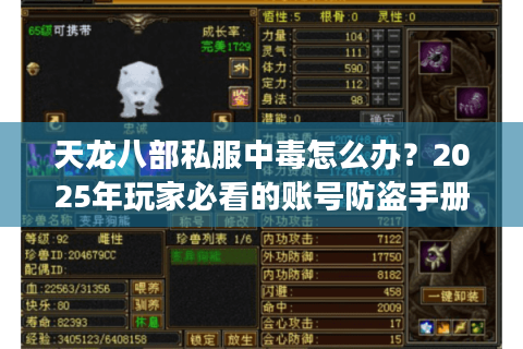 天龙八部私服中毒怎么办?2025年玩家必看的账号防盗手册 天龙八部私服中毒怎么办?2025年玩家必看的账号防盗手册