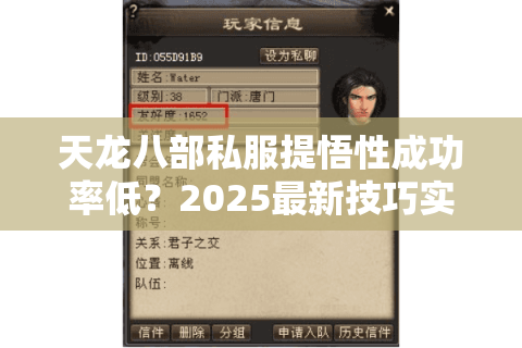 天龙八部私服提悟性成功率低?2025最新技巧实测+避坑指南 天龙八部私服提悟性成功率低?2025最新技巧实测+避坑指南