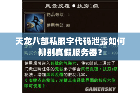 天龙八部私服字代码泄露如何辨别真假服务器? 天龙八部私服字代码泄露如何辨别真假服务器?