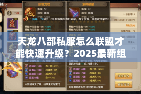 天龙八部私服怎么联盟才能快速升级?2025最新组队攻略揭秘 天龙八部私服怎么联盟才能快速升级?2025最新组队攻略揭秘